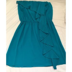 Teal Blue Strapless Dress